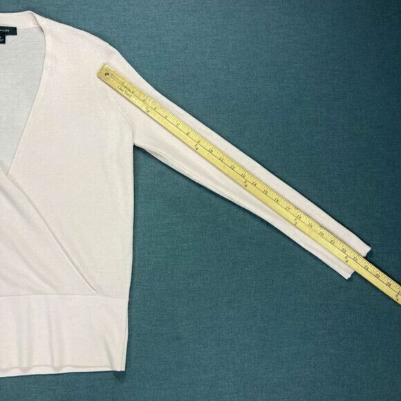 Ann Taylor Faux Wrap Wool Sweater Women S Stretch Knit Casual Minimalist Modest - Picture 13 of 16